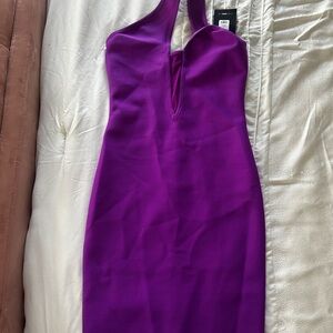 Fashion Nova One-Shoulder Purple Midi Dress